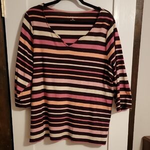 Croft & Barrow Multicolor Striped Long Sleeve Top